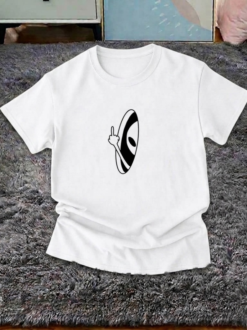 Peace Portal Shirt, minimalist Graphic Tee with Eye and Hand Motif